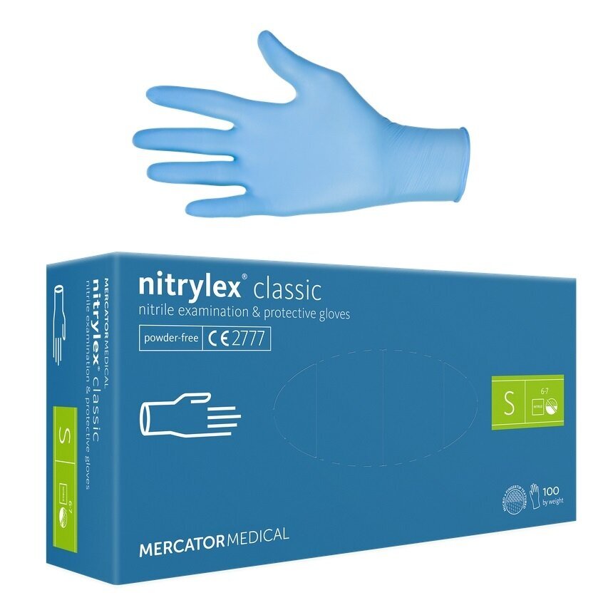 Nitrila cimdi MERCATOR Nitrylex Classic S, 100 gab. cena un informācija | Pirmā palīdzība | 220.lv