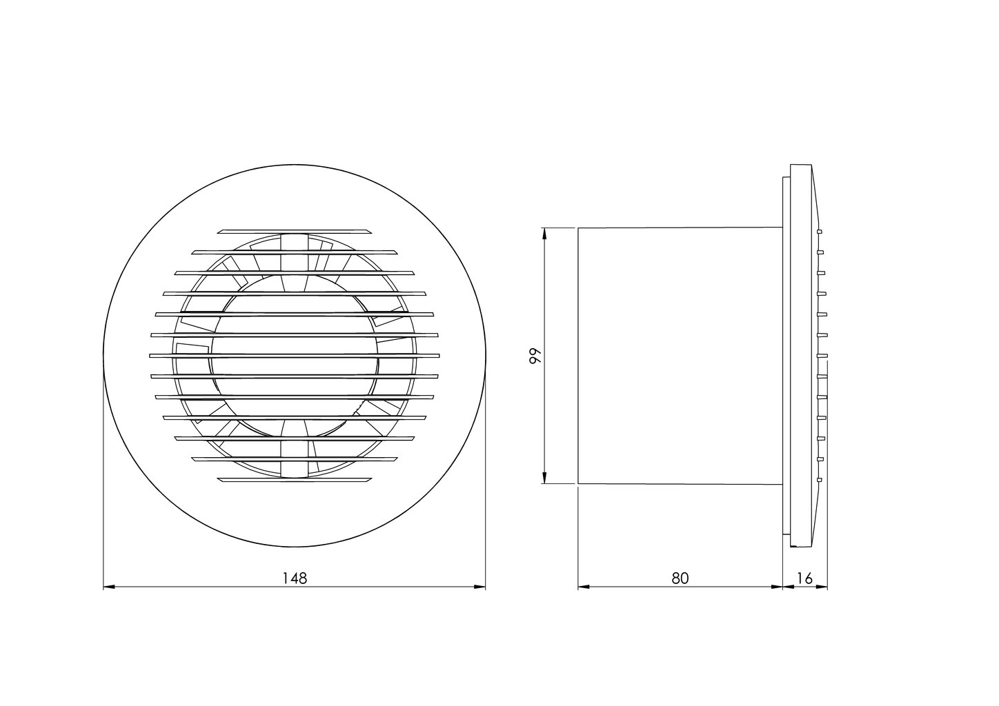 Elektroventilators EUROPLAST EA100A, apaļš E-EXTRA, Ø100mm ar lodīšu gultni, antracīts cena un informācija | Ventilatori vannas istabai | 220.lv