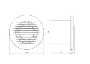 Elektroventilators EUROPLAST EA125A, apaļš E-EXTRA, Ø125mm ar lodīšu gultni, antracīts цена и информация | Вентиляторы для ванной | 220.lv