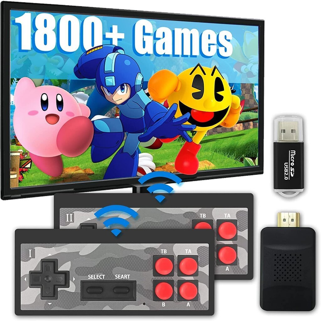 Retro spēļu konsole HappyJoe 1800 Games + Download, 4K HDMI HD цена и информация | Spēļu konsoles | 220.lv