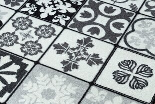 Rugsx ковровая дорожка Azulejo Patchwork, серая / чёрная цена и информация | Ковры | 220.lv