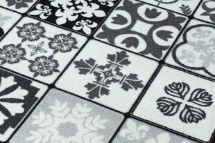 Rugsx ковровая дорожка Azulejo Patchwork, Лиссабонская плитка, серая / чёрная цена и информация | Ковры | 220.lv