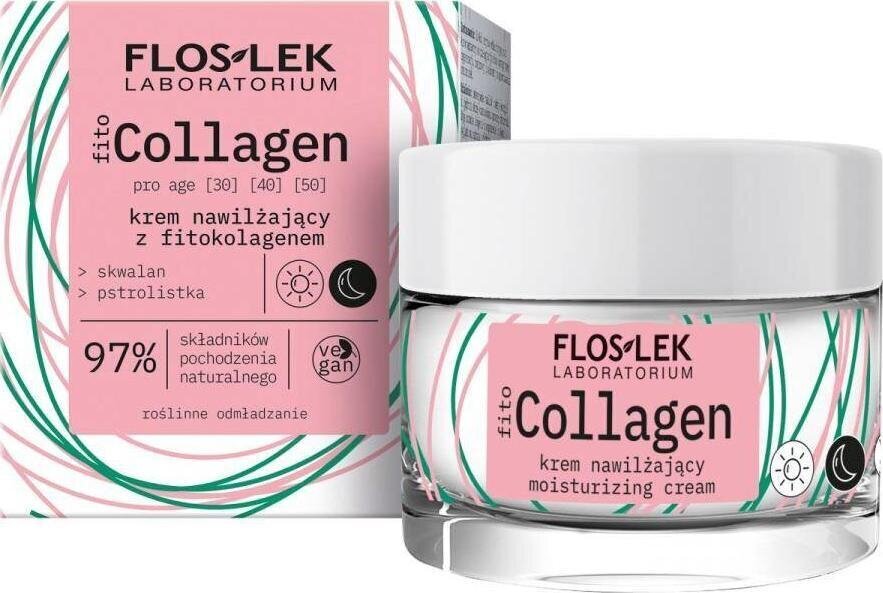 Mitrinošs dienas sejas krēms Floslek fitocollagen,50 ml cena un informācija | Sejas krēmi | 220.lv