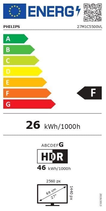 Philips 27M1C5500VL/00, 27", QHD, VA, 165Hz, 4ms cena un informācija | Monitori | 220.lv