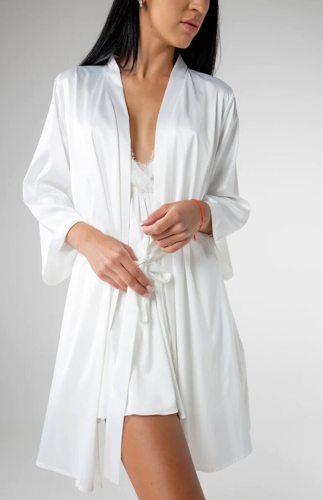 Saint Key satīna halāts, klasisks, īss, balts цена и информация | Sieviešu halāti | 220.lv