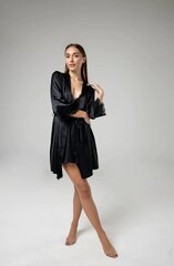 Saint Key satīna halāts, klasisks, mežģīnes, īss, melns cena un informācija | Sieviešu halāti | 220.lv