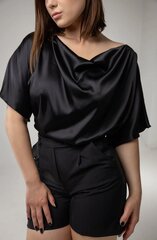 Saint Key zīda blūze, tops, oversized, melna цена и информация | Женские блузки, рубашки | 220.lv
