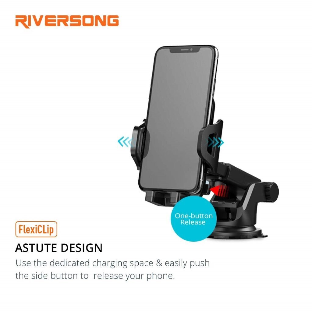 Riversong FlexiClip universāls mobilā tālruņa turētājs automašīnai, melns cena un informācija | Auto turētāji | 220.lv