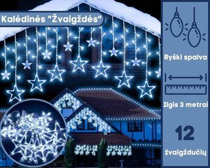 LED Garlianda - aizkars "Stars", auksti balts цена и информация | Гирлянды | 220.lv