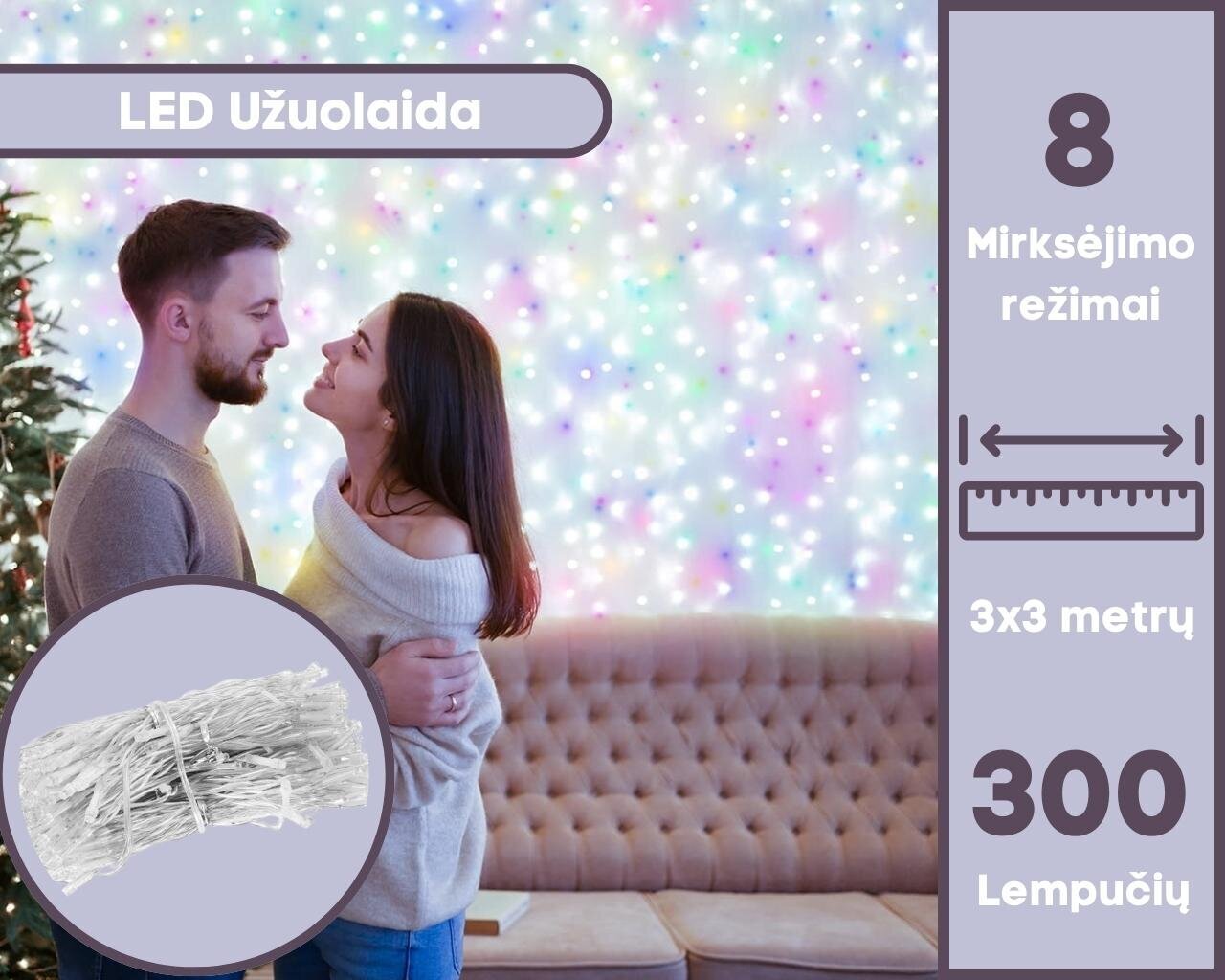 LED Garlianda - aizkars, daudzkrāsains цена и информация | Ziemassvētku lampiņas, LED virtenes | 220.lv
