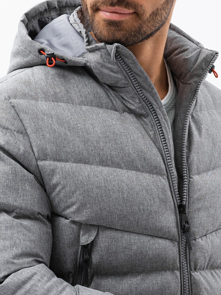 Vīriešu ziemas siltināta jaka Ombre C552 pelēka melanža cena un informācija | Vīriešu virsjakas | 220.lv