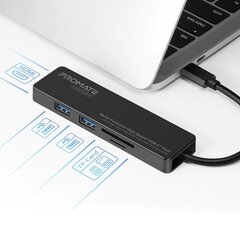 PROMATE LinkHub-C USB-C to HDMI 4K / 2XUSB 3.0 / SD cena un informācija | Adapteri un USB centrmezgli | 220.lv