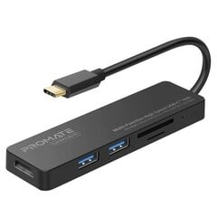 PROMATE LinkHub-C USB-C to HDMI 4K / 2XUSB 3.0 / SD cena un informācija | Adapteri un USB centrmezgli | 220.lv