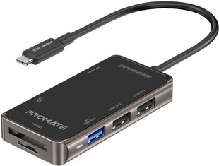 PROMATE PrimeHub-Lite USB-C Multimedia Hub / 4K HDMI / USB3.0 / SD / PD cena un informācija | Adapteri un USB centrmezgli | 220.lv