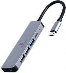 Gembird USB Type-C 5-in-1 Grey цена и информация | Адаптеры и USB разветвители | 220.lv
