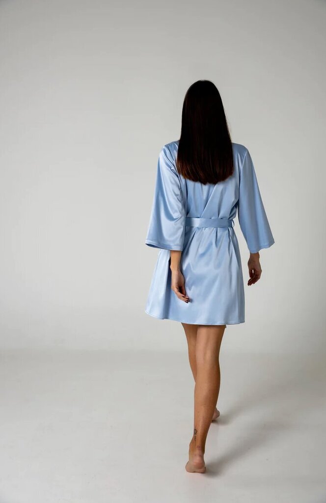 Saint Key satīna halāts, klasisks, īss, zils cena un informācija | Sieviešu halāti | 220.lv