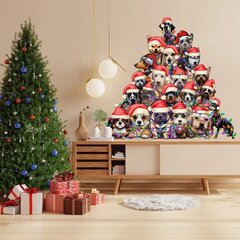 Smieklīga uzlīme Ziemassvētku dekorēšanai ar suņiem - Ziemassvētku eglītes uzlīme - Ziemassvētku eglītes vinila sienas uzlīme - noņemamas istabas uzlīmes - 120 cm cena un informācija | Dekoratīvās uzlīmes | 220.lv