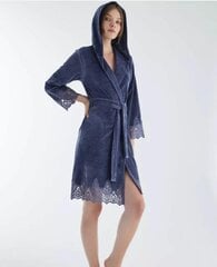 Халат  с капюшоном для женщин, синий цена и информация | Женские халаты | 220.lv