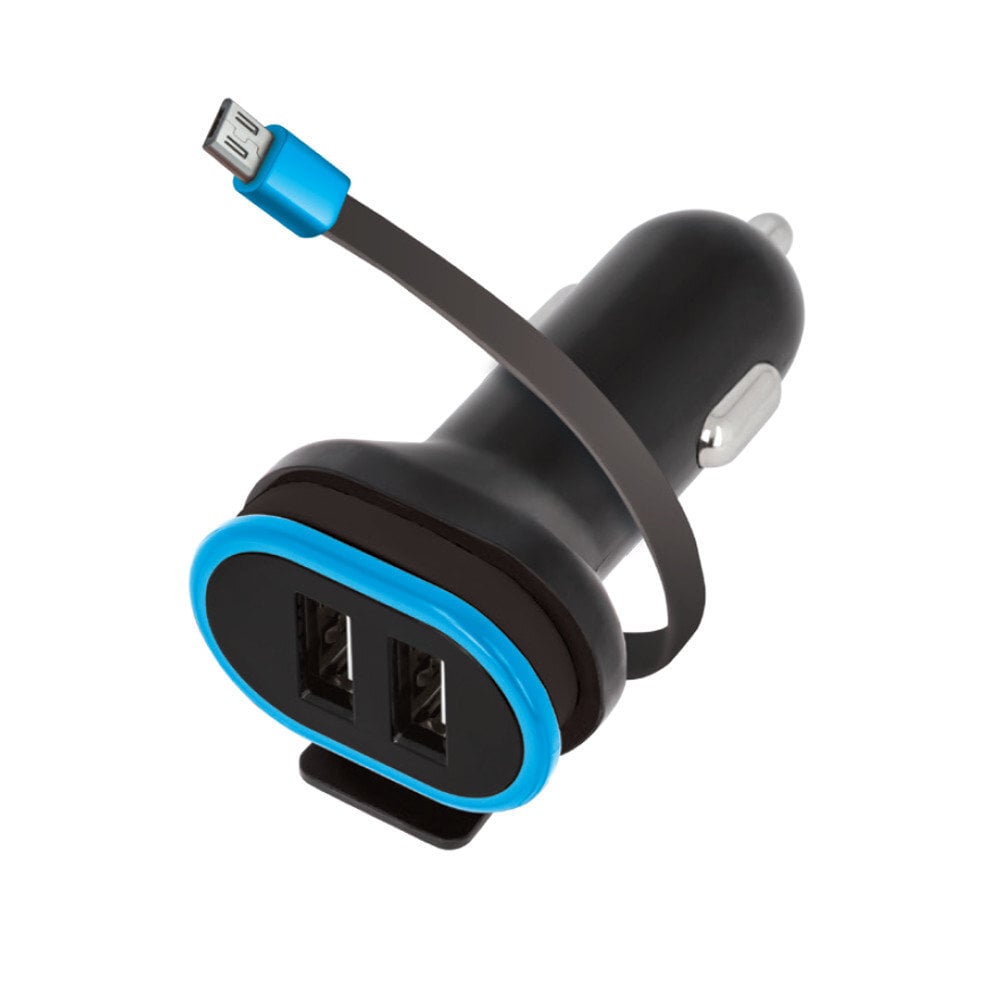 Forever CC-02 car charger 2x USB 3A black with microUSB cable 0,2 m cena un informācija | Lādētāji un adapteri | 220.lv