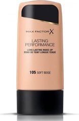 Max Factor Lasting Performance Make-Up - Ilgnoturīgs tonālais krēms 35 ml, 105 Soft Beige cena un informācija | Grima bāzes, tonālie krēmi, pūderi | 220.lv