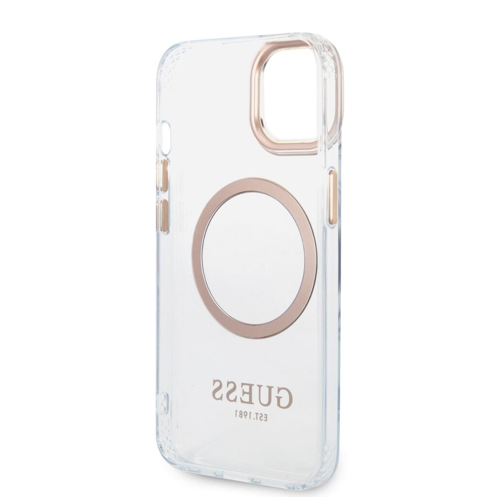 Guess Transparent MagSafe Compatible Case for iPhone 14 Plus Gold цена и информация | Telefonu vāciņi, maciņi | 220.lv