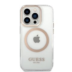 Guess Transparent MagSafe Compatible Case for iPhone 14 Pro Max Gold cena un informācija | Telefonu vāciņi, maciņi | 220.lv