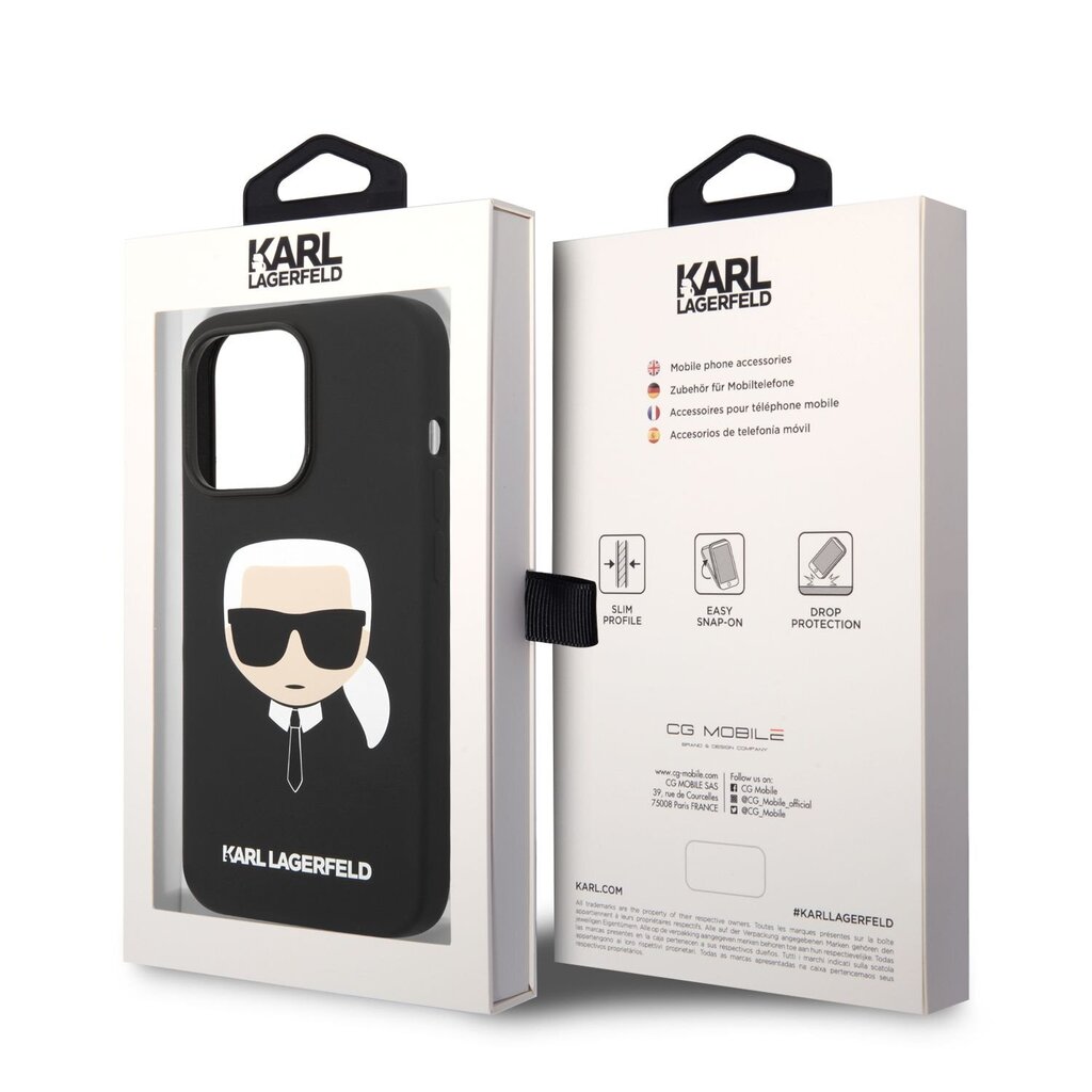 Karl Lagerfeld MagSafe Compatible Case Liquid Silicone Karl Head for iPhone 14 Pro Black cena un informācija | Telefonu vāciņi, maciņi | 220.lv