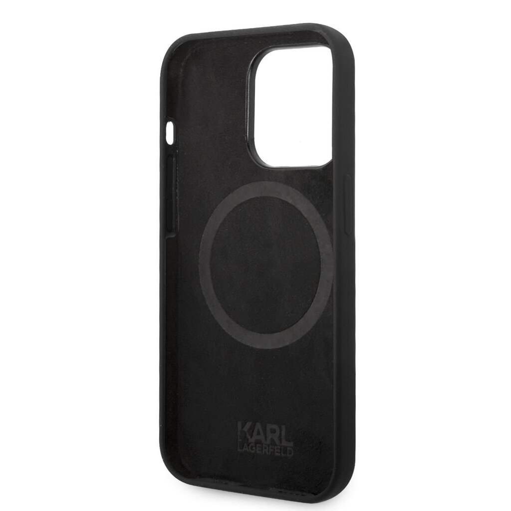 Karl Lagerfeld MagSafe Compatible Case Liquid Silicone Karl Head for iPhone 14 Pro Black cena un informācija | Telefonu vāciņi, maciņi | 220.lv