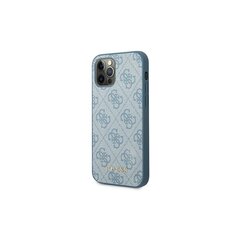 Guess case for iPhone 12 / 12 Pro 6,1&quot; GUHCP12MG4GFBL hardcase PU 4G Metal Gold Logo blue cena un informācija | Telefonu vāciņi, maciņi | 220.lv