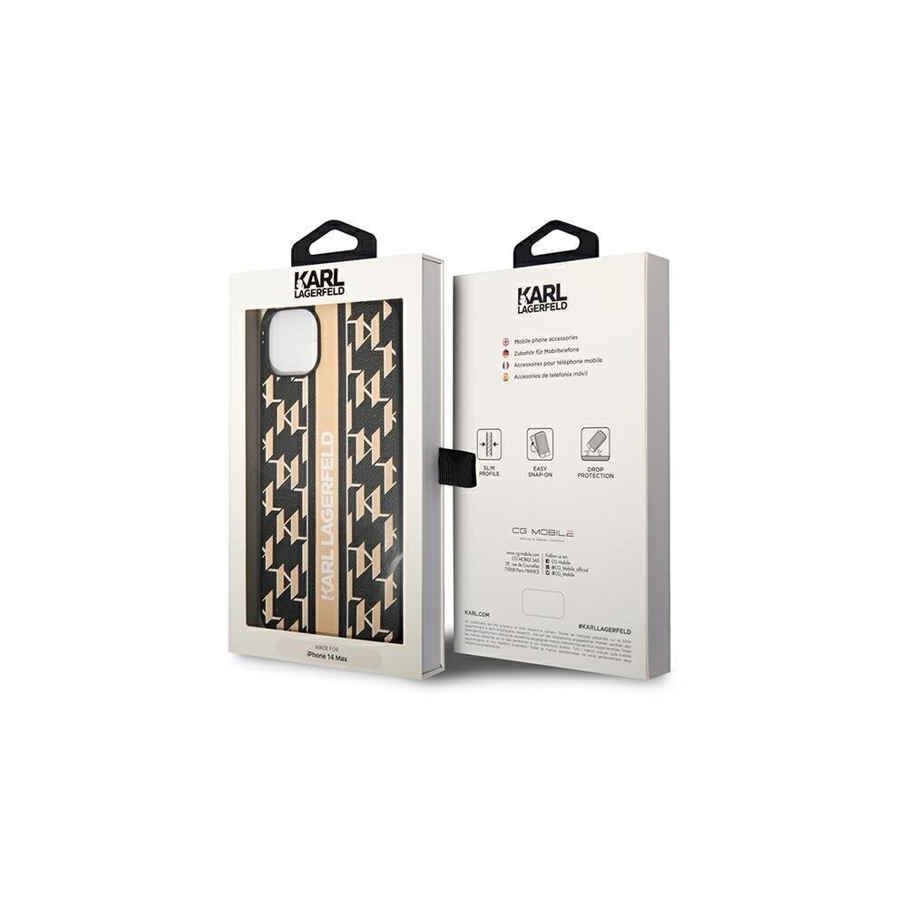 Karl Lagerfeld case for iPhone 14 Pro Max 6,7&quot; KLHCP14XPGKLSKW brown HC PU Monogram Stripe cena un informācija | Telefonu vāciņi, maciņi | 220.lv