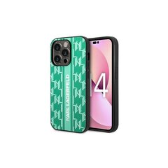 Karl Lagefeld case for iPhone 14 Pro 6,1&quot; KLHCP14LPGKLSKN green hardcase Monogram Stripe cena un informācija | Telefonu vāciņi, maciņi | 220.lv