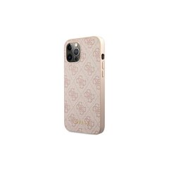 Guess case for iPhone 12 / 12 Pro 6,1&quot; GUHCP12MG4GFPI hardcase PU 4G Classic pink cena un informācija | Telefonu vāciņi, maciņi | 220.lv