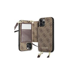 Guess case for iPhone 12 / 12 Pro 6,1&quot; GUHCP12MCB4GB 4G Crossbody W/ Cardslots brown cena un informācija | Telefonu vāciņi, maciņi | 220.lv