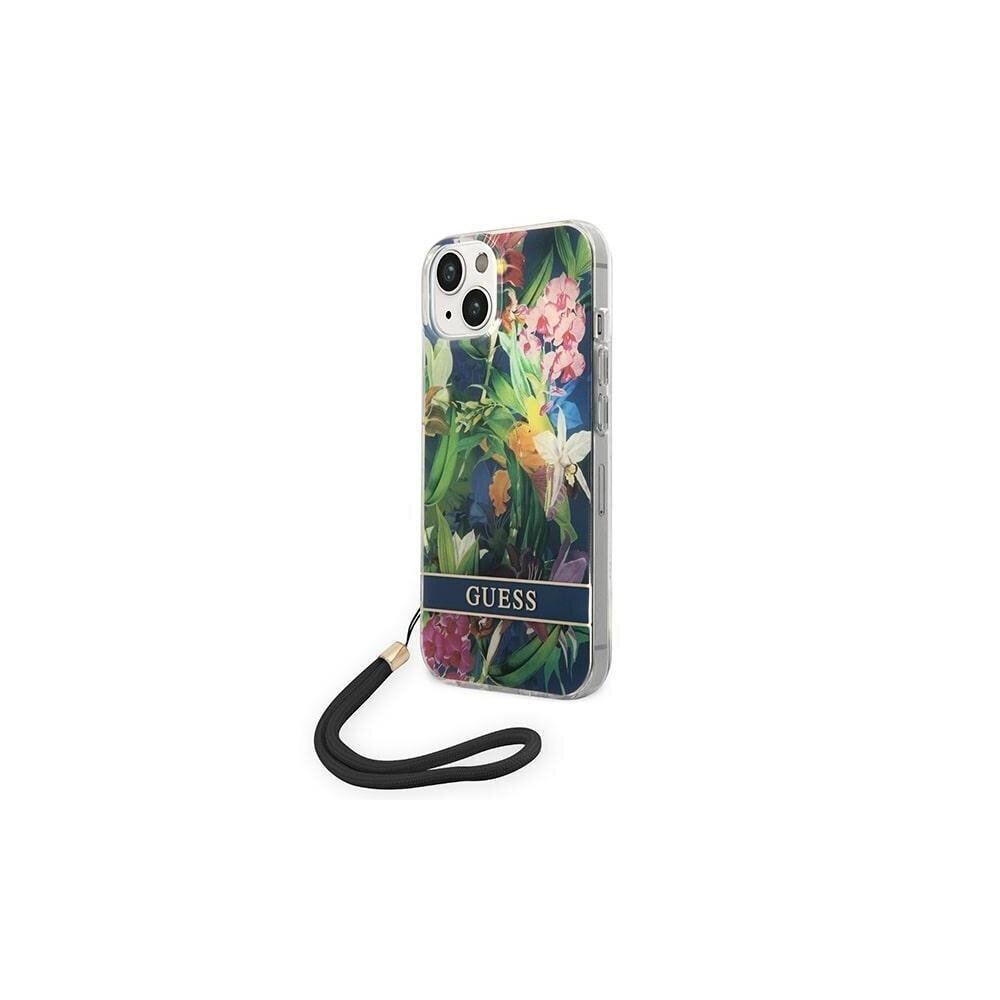 Guess case for iPhone 14 Pro Max 6,7&quot; GUOHCP14XHFLSB blue HC PC/TPU Flower Cord cena un informācija | Telefonu vāciņi, maciņi | 220.lv