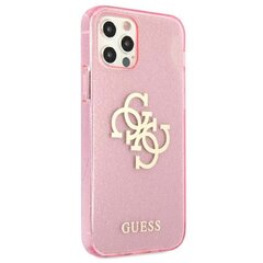 Guess case for iPhone 12 Pro Max 6,7&quot; GUHCP12LPCUGL4GPI pink hard case Glitter 4G Big Logo cena un informācija | Telefonu vāciņi, maciņi | 220.lv