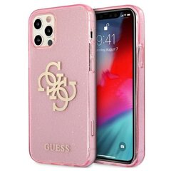 Guess case for iPhone 12 Pro Max 6,7&quot; GUHCP12LPCUGL4GPI pink hard case Glitter 4G Big Logo cena un informācija | Telefonu vāciņi, maciņi | 220.lv