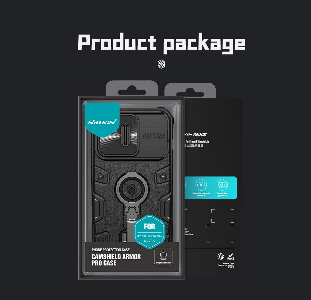 Nillkin CamShield Armor PRO Magnetic Hard Case for Apple iPhone 14 Pro Max Black цена и информация | Telefonu vāciņi, maciņi | 220.lv