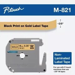 Brother M-821 M821 uzlīmju lentes kasete melna uz zelta cena un informācija | Piederumi printerim | 220.lv
