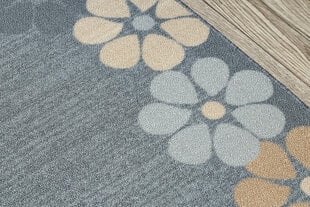 Rugsx ковровая дорожка с цветочками, серая, 90 см цена и информация | Ковры | 220.lv