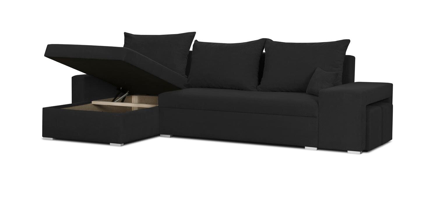 Stūra dīvāns Bellezza Dex, melns cena un informācija | Stūra dīvāni | 220.lv