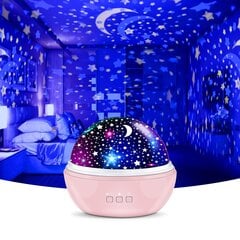 360° rotējoša zvaigžņu projektora nakts gaisma bērnu istabai cena un informācija | Lampas bērnu istabai | 220.lv