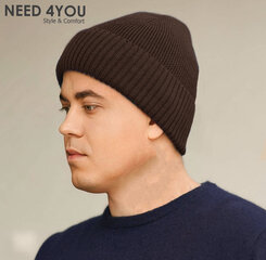 Мужская шапка Need 4You, коричневый, мериносовая шерсть цена и информация | Мужские шарфы, шапки, перчатки | 220.lv