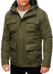 Vīriešu ziemas jaka ar kapuci Edoti C530 olīvu zaļa cena un informācija | Vīriešu virsjakas | 220.lv