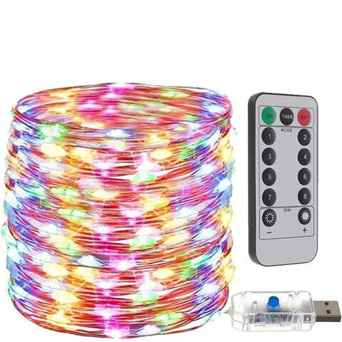 LED Ziemassvētku iekštelpu virtene - garums - 30m+5m, USB, tālvadības pults, 300 diodes, krāsa - daudzkrāsaina, E 00017243 cena un informācija | Ziemassvētku lampiņas, LED virtenes | 220.lv