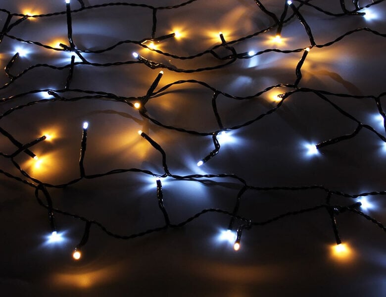 LED Ziemassvētku āra un iekštelpu lāstekas ar kristāliem, 300 LED, garums - 11m, savienojama, E DLX-2003 цена и информация | Ziemassvētku lampiņas, LED virtenes | 220.lv