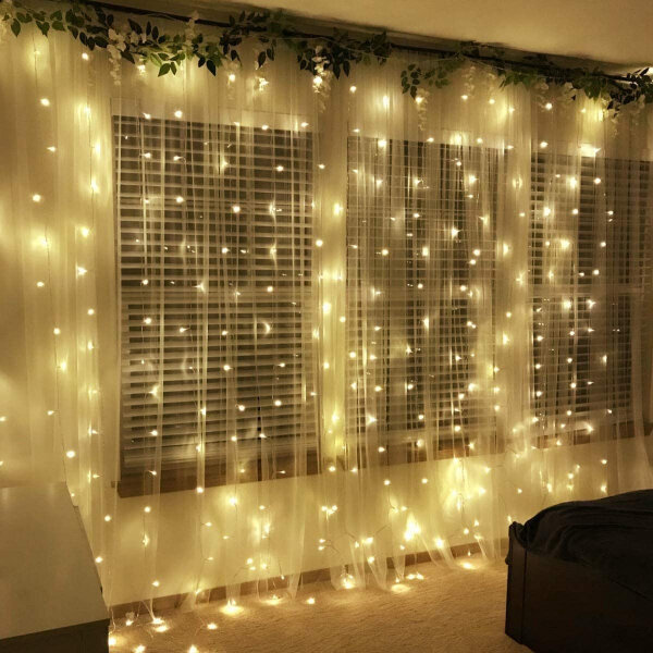 LED Ziemassvētku iekštelpu virtene aizkari, garums - 3x2m, 240 diodes, 8 režīmi, E ML41C cena un informācija | Ziemassvētku lampiņas, LED virtenes | 220.lv