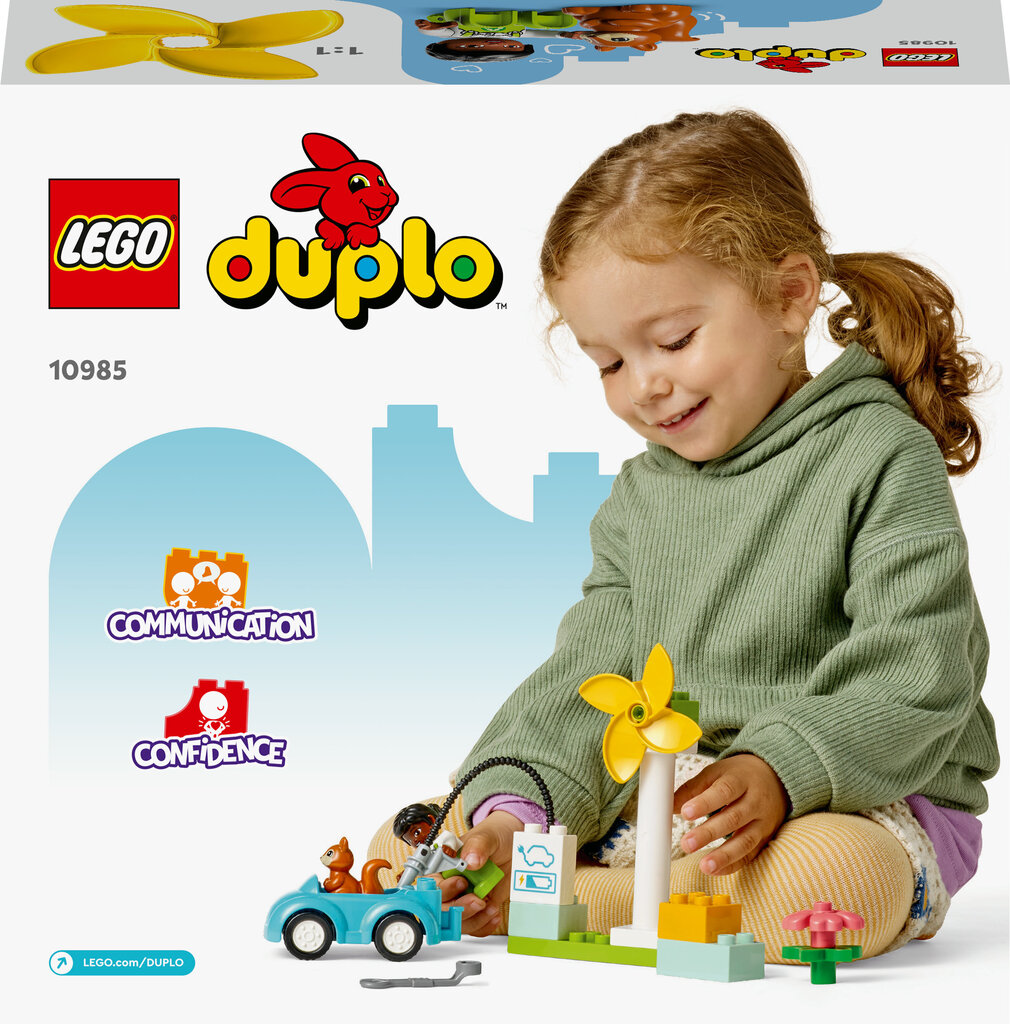 10985 LEGO® DUPLO Town Vēja turbīna un elektroauto cena un informācija | Konstruktori | 220.lv