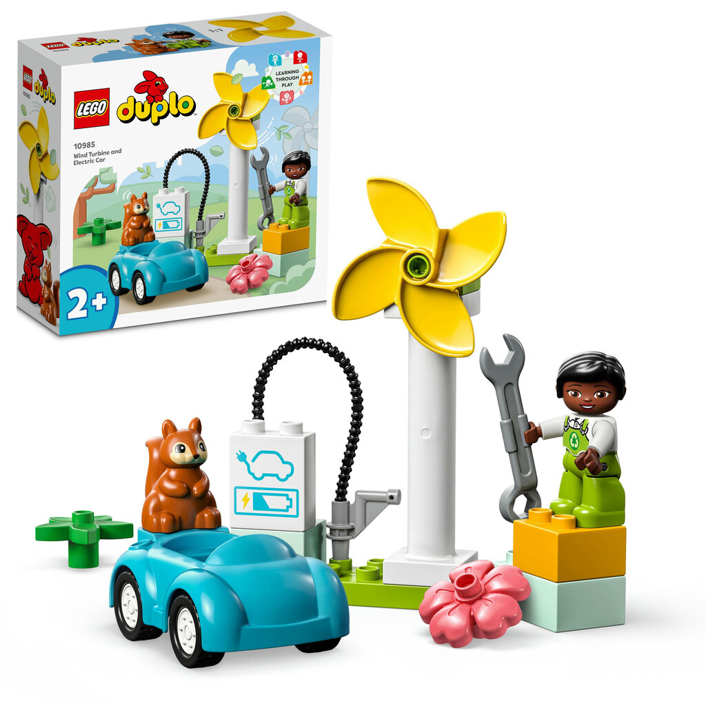 10985 LEGO® DUPLO Town Vēja turbīna un elektroauto cena un informācija | Konstruktori | 220.lv