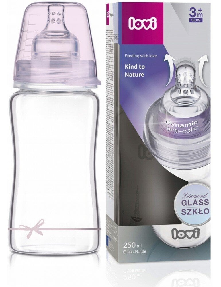 Stikla pudele Lovi Diamond glass Baby Shower girl, 250 ml cena un informācija | Bērnu pudelītes un to aksesuāri | 220.lv