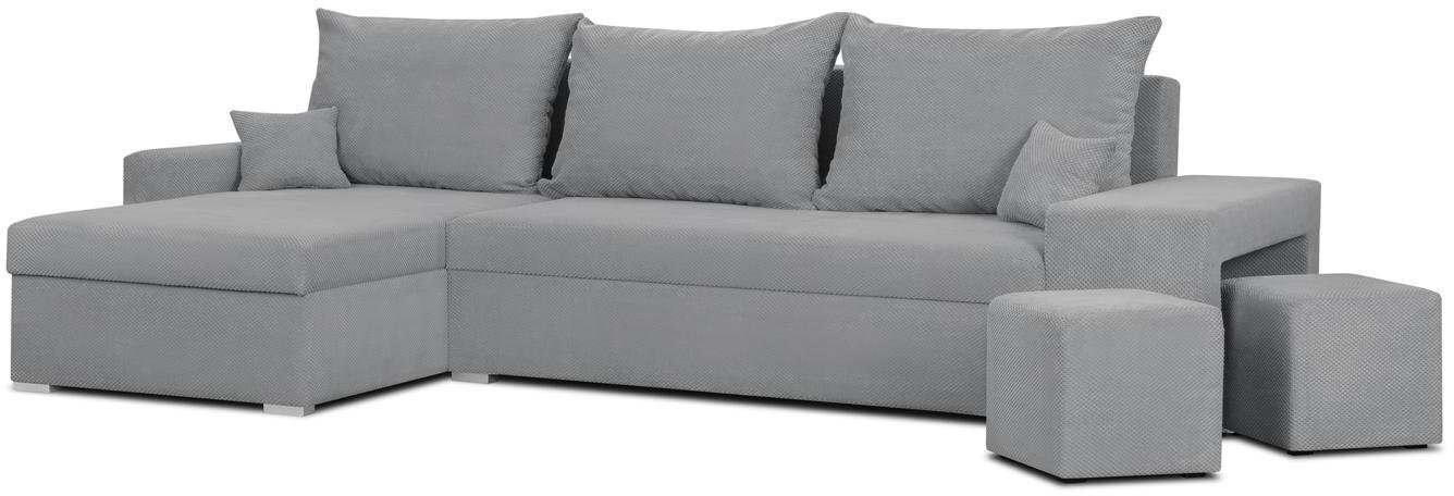 Stūra dīvāns Bellezza Dex, pelēks цена и информация | Stūra dīvāni | 220.lv